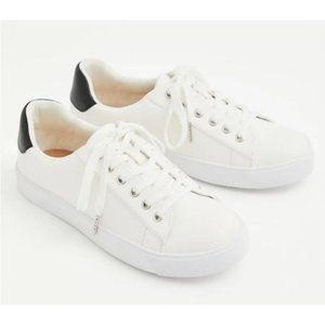 Torrid White Low Top Lace Up Sneakers Wide Width  White Faux Leather Casual Shoe